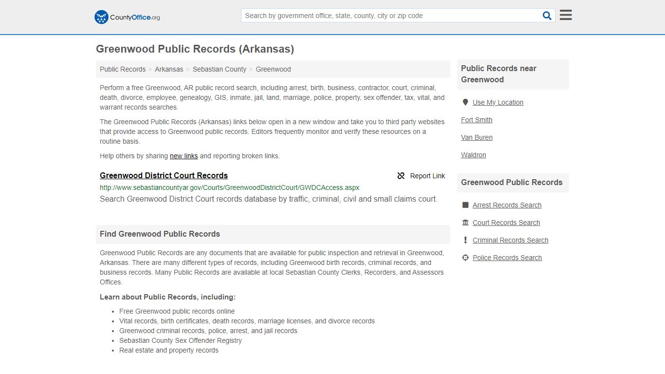 Public Records - Greenwood, AR (Business, Criminal, GIS, Property ...